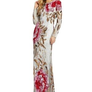 MAC DUGGAL Floral Sequin Gown NWT Sz 4